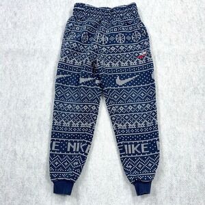 Nike Sweatpants Boys Small Blue Sweat Pants Jogger Christmas AOP Youth Kids
